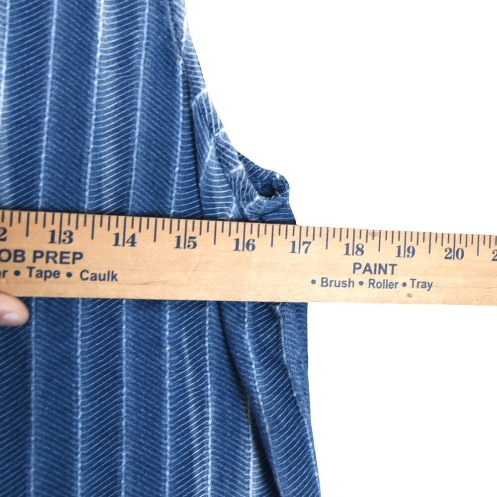 Pure Jill Indigo Dress S Petite Blue Striped Minimalist Chambray Denim Midi - Picture 6 of 10